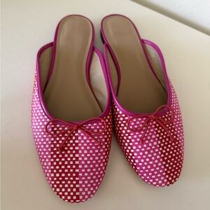 Ann Taylor Pink Woven Slip-On Mule Flats